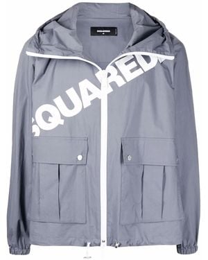 DSquared² Logo-Print Hooded Jacket - Blue