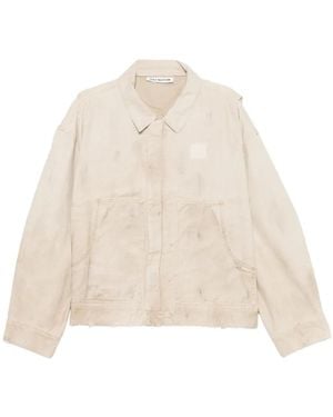 Cole Buxton Distressed Panelled Jacket - Natural