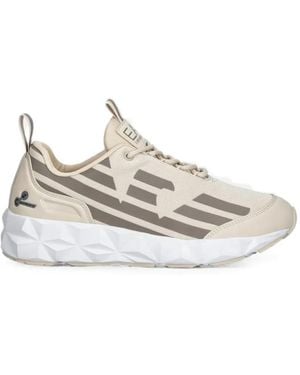 EA7 Logo-Print Panelled Sneakers - White