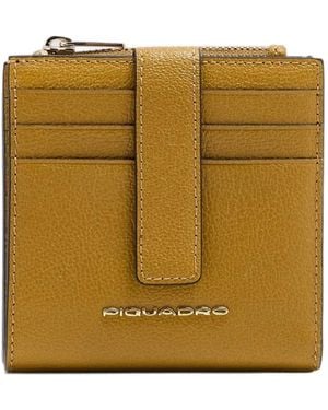 Piquadro Logo-Plaque Zipped Card Holder - Metallic