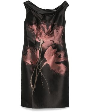 Talbot Runhof Floral-Jacquard Midi Dress - Black