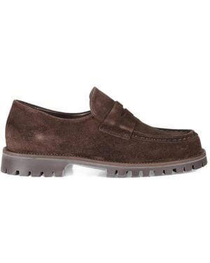 COPENHAGEN Suede Lug-Sole Loafers - Brown