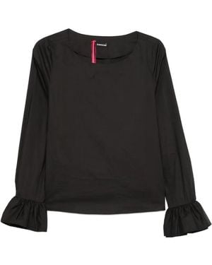 Susanne Bommer Ruffle-Cuff Boat-Neck Shirt - Black