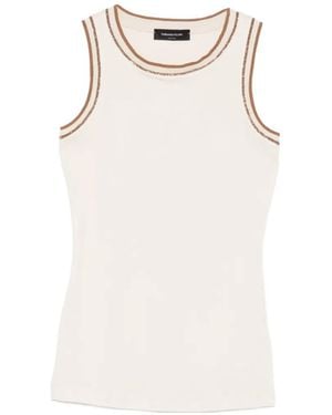 Fabiana Filippi Contrast-Trim Sleeveless Tank Top - Natural