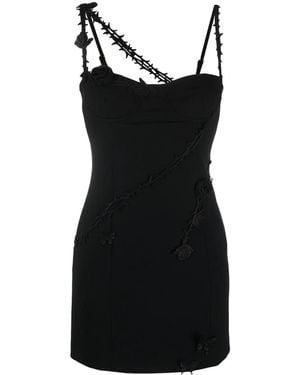 Blumarine Rose Appliqué Minidress - Black