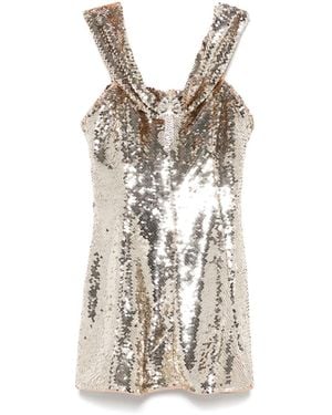 Self-Portrait Sequin Off-Shoulder Mini Dress - Metallic