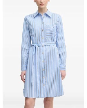 MARC AUREL Striped Belted Mini Shirt Dress - Blue