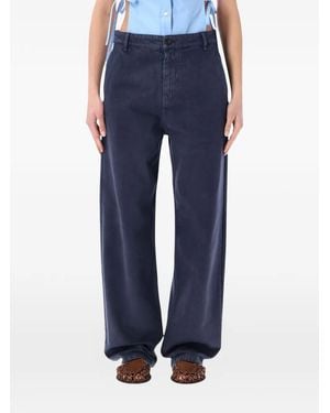 Miu Miu Logo-Embroidered Trousers - Blue