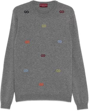 Gucci Pullover Mit Logo-Stickerei - Grau