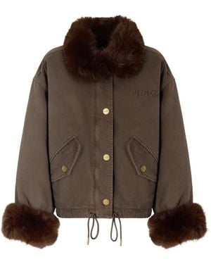 Pinko Faux-Fur Trim Jacket - Brown