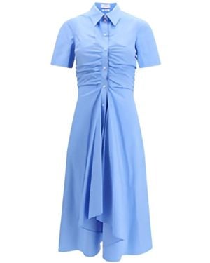 McQueen Shirred Shirt Dress - Blue