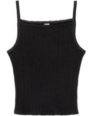 RE/DONE Ribbed-Knit Cotton Tank Top - Black