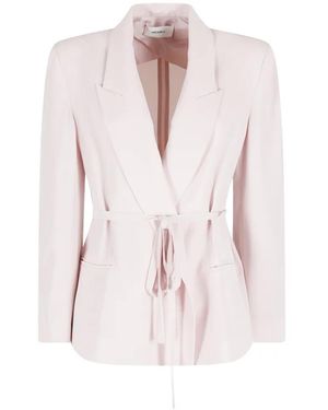 MEIMEIJ Belted Peak-Lapel Jacket - Pink