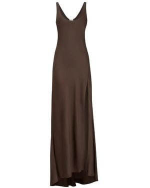 Brunello Cucinelli Satin Long Dress - Brown