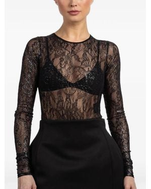 Wardrobe NYC Lace Long-Sleeve Bodysuit - Black