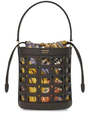 Ferragamo Gancini Bucket Bag Xs - Black