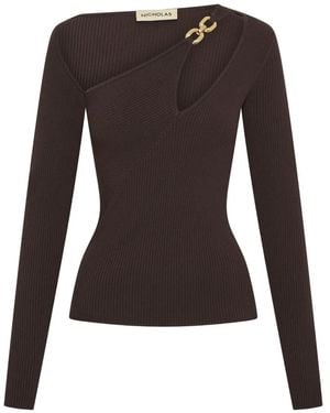 Nicholas Falda Cut-Out Ribbed Top - Brown