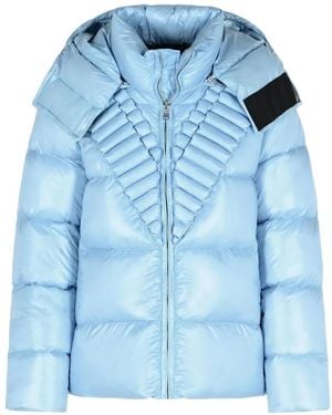RAXXY Embossed-Pattern Hooded Jacket - Blue