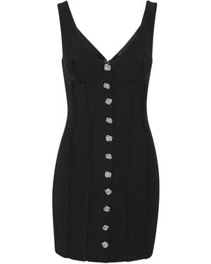 ROTATE BIRGER CHRISTENSEN Rose-Buttoned Mini Dress - Black