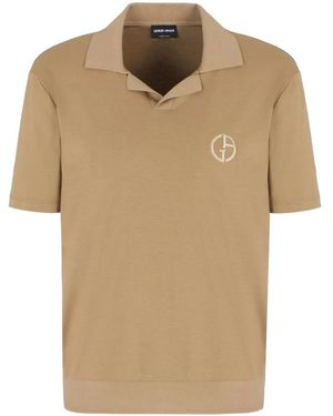 Giorgio Armani Logo-Embroidered T-Shirt - Natural