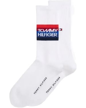 Tommy Hilfiger Calzini A Coste Con Logo - Bianco