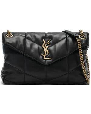 Saint Laurent Bolso De Hombro Loulou Pequeño Acolchado - Negro