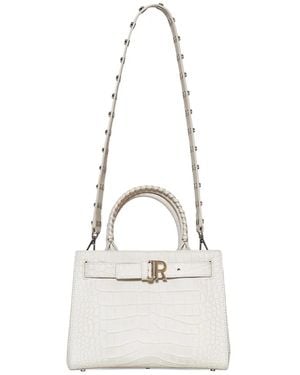 John Richmond Croc-Effect Studded Tote Bag - White