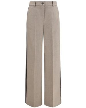 P.A.R.O.S.H. Side-Stripe Wide-Leg Pants - Natural