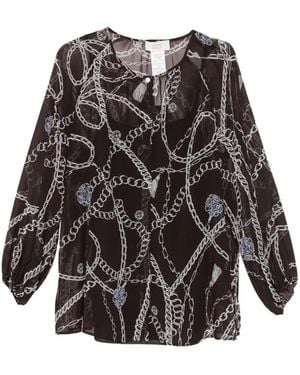 Marina Rinaldi Mrsbautta Chain-Print Sheer-Finish Shirt - Black