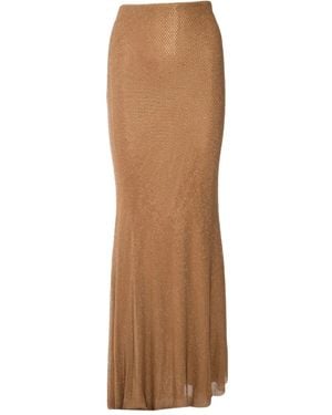 Self-Portrait Metallic Maxi Skirt - Brown