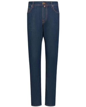 Jacob Cohen Logo-Patch Contrast-Stitch Jeans - Blue