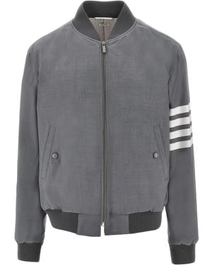 Thom Browne Stripe-Detail Bomber Jacket - Grey