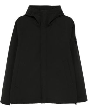 Stone Island Softshell Parka Met Capuchon - Zwart