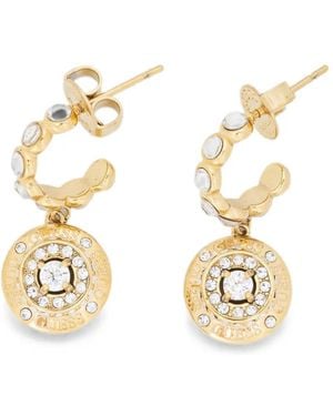 Guess Crystal-Embellished Logo-Pendant Earrings - Metallic