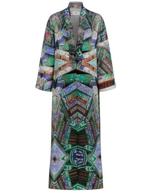 Hui Milano Manteau Long À Fleurs Brodées - Vert