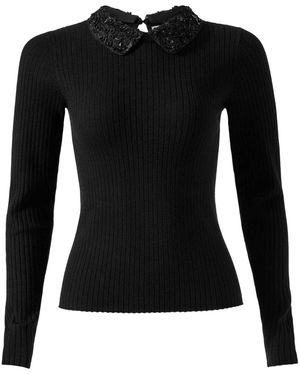 Carolina Herrera Embroidered Knitted Top - Black