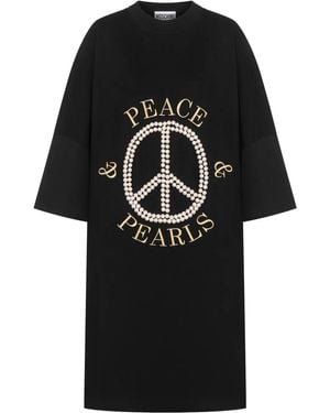 Moschino Logo-Print Cotton Dress - Black