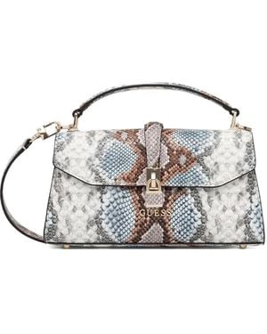 Guess Queensland Tote Bag Mit Schlangen-Effekt - Weiß