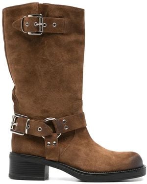 GISÉL MOIRÉ Chester Biker Boots - Brown