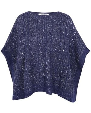 D.exterior Sequin-Embellished Ribbed Jumper - Blue