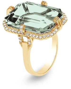 Goshwara 18K Embellished Diamond And Prasiolite Ring - Blue