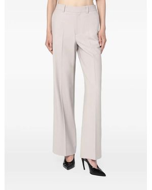 Victoria Beckham Pressed-Crease Straight-Leg Trousers - Natural