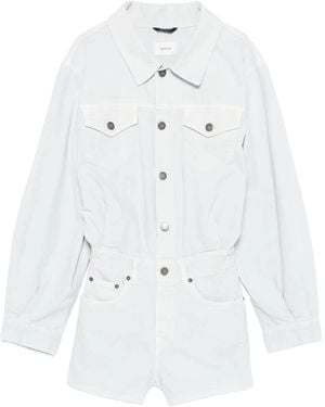 Haikure Button-Fastening Playsuit - White
