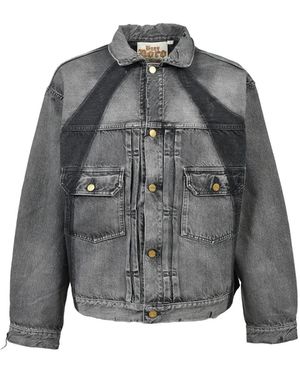 Dear BORO Faded-Effect Boxy Denim Jacket - Grey