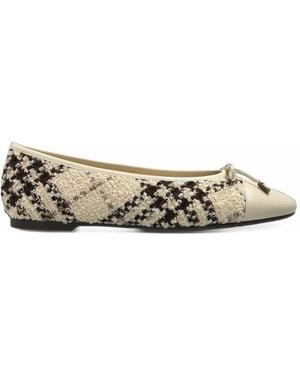 Burberry Ballerine Highgate A Quadri - Bianco