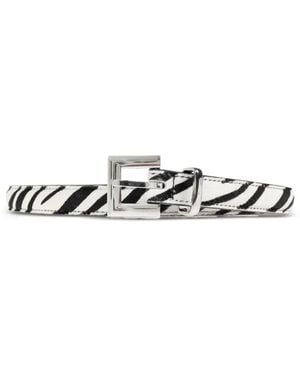 Anine Bing Nicola Zebra-Print Belt - White