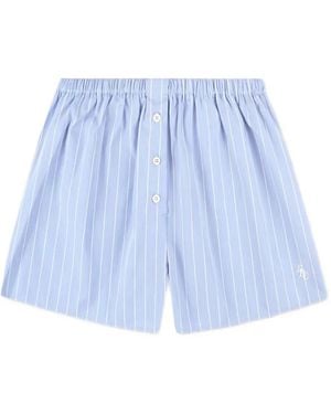 Sporty & Rich Striped Cotton Shorts - Blue