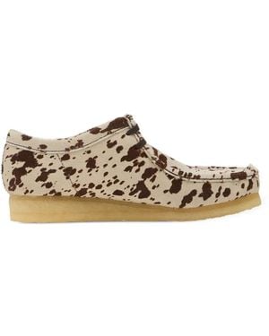 Clarks Wallabee Cow-Print Boots - White