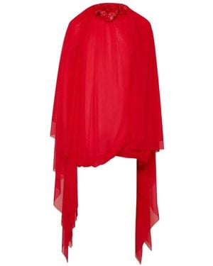David Koma 3D Flower-Embellished Draped Mini Dress - Red
