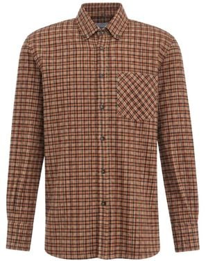 Amaranto Check-Pattern Button-Down Shirt - Brown